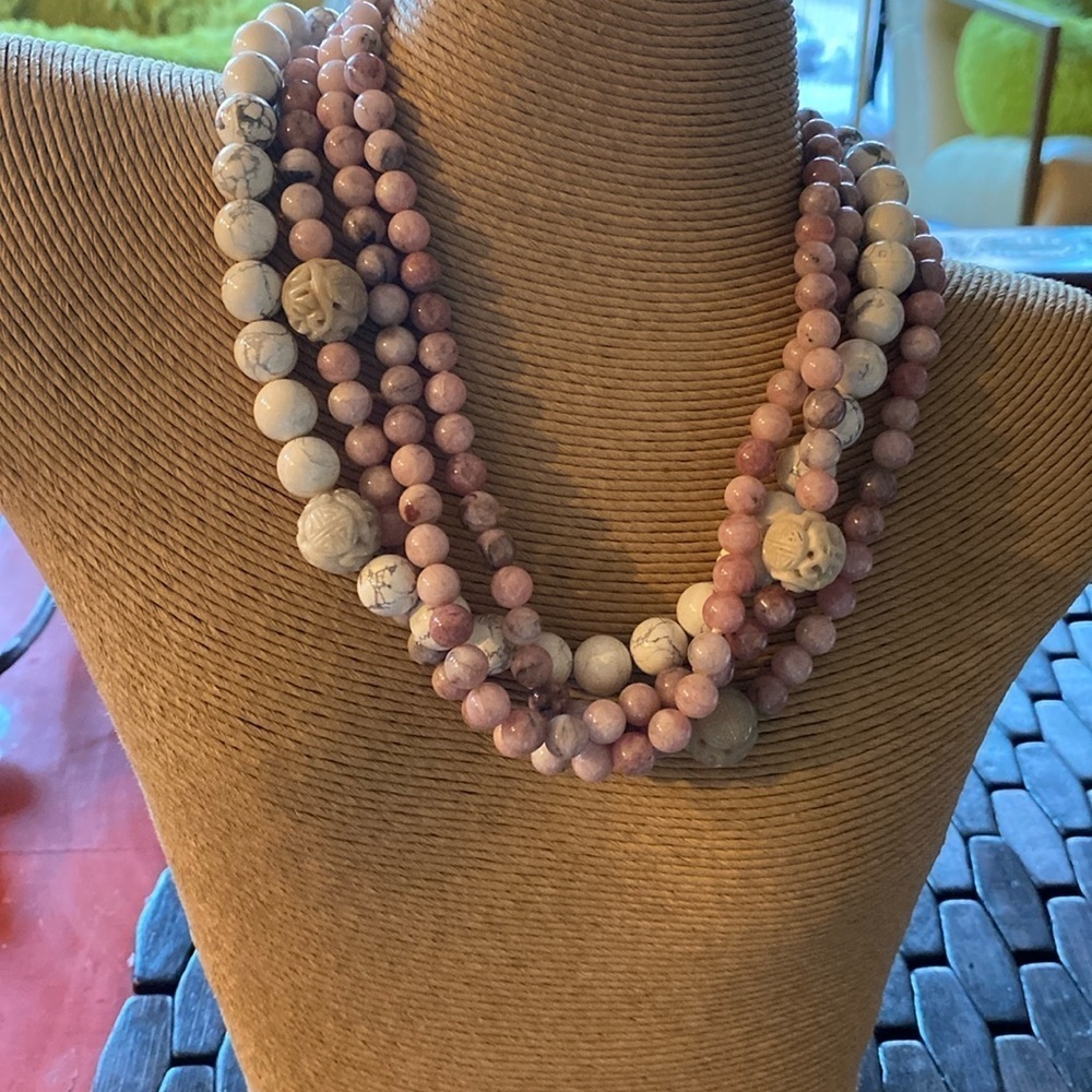 Vintage Alice Kuo Chunky, Multi Metal Bead Choker, Primitive 4 strand